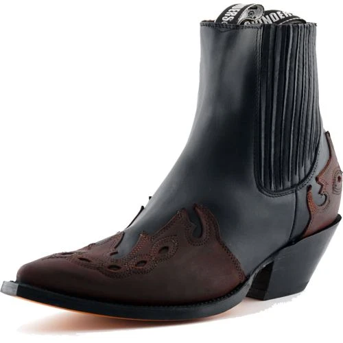 Grinders Unisex Arizona Lo Pointed Western Cowboy Boots - Black & Burgundy 4 Grinders Unisex Arizona Lo Pointed Western Cowboy Boots - Black & Burgundy - Image 2