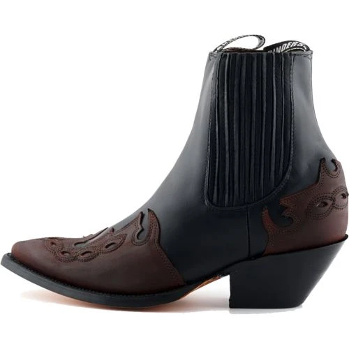 Grinders Unisex Arizona Lo Pointed Western Cowboy Boots - Black & Burgundy 5 Grinders Unisex Arizona Lo Pointed Western Cowboy Boots - Black & Burgundy - Image 3