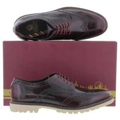 Base London Mens Raid Brogue Shoes - Hi Shine Bordo -Shoe Sales Shop BaseLondon Raid Bordo PAIR0 10