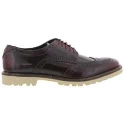 Base London Mens Raid Brogue Shoes - Hi Shine Bordo