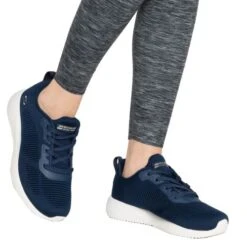 Skechers Womens Bobs Squad Tough Talk WIDE FIT Trainers - Navy -Shoe Sales Shop BobsSquadToughTalk Navy 1660814
