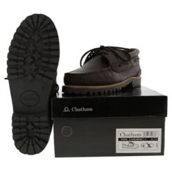 Chatham Mens Sperrin Leather Country Deck Boat Shoes - Dark Brown -Shoe Sales Shop Chatham Sperrin DarkBrown SOLE 8