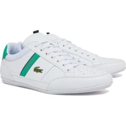 Lacoste Mens Chaymon 722-1 Leather Trainers - White Green -Shoe Sales Shop Chaymon07221 WhiteGreen 2766815
