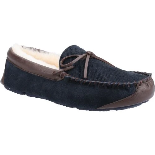 Cotswold Mens Northwood Sheepskin Slippers - Navy 3 Cotswold Mens Northwood Sheepskin Slippers - Navy