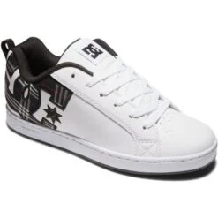 DC Womens Court Graffik Skate Shoes - White Plaid Black