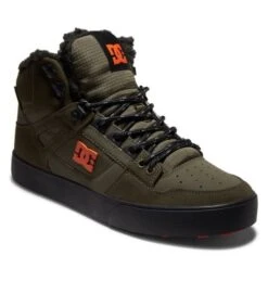 DC Mens Pure High Top WC Hi Top Skate Shoes - Dusty Olive Orange