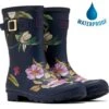 Joules Womens Molly Welly Short Wellington Boots - Navy Floral -Shoe Sales Shop ES2739 14