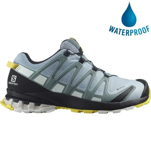 Salomon Womens XA Pro 3D V8 GTX Waterproof Shoes - Zen Blue White Golden Kiwi 3 Salomon Womens XA Pro 3D V8 GTX Waterproof Shoes - Zen Blue White Golden Kiwi