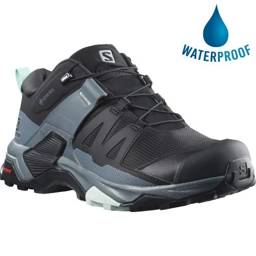 Salomon Womens X Ultra 4 GTX Waterproof Shoes - Black Stormy Weather 3 Salomon Womens X Ultra 4 GTX Waterproof Shoes - Black Stormy Weather