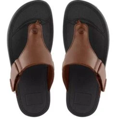 FitFlop Mens Trakk II Leather Toe Post Sandals - Dark Tan (277) -Shoe Sales Shop FitFlop TrakkII DarkTan 3 5