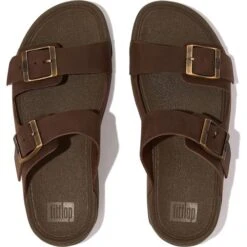 FitFlop Mens Gogh Moc Buckle Adjustable Slide Sandal - Chocolate Brown -Shoe Sales Shop Fitflop GoghMoc ChocBrown 4 20