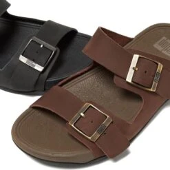 FitFlop Mens Gogh Moc Buckle Adjustable Slide Sandal - Chocolate Brown -Shoe Sales Shop Fitflop GoghMoc ChocBrown 5 20