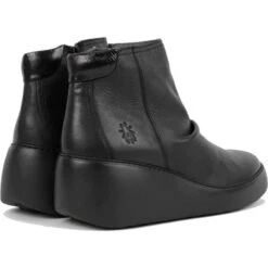 Fly London Womens Dabe Wedge Ankle Boot - All Black 9 Fly London Womens Dabe Wedge Ankle Boot - All Black -Shoe Sales Shop FlyLondon Dabe461RT Black 3 11