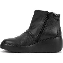 Fly London Womens Dabe Wedge Ankle Boot - All Black 11 Fly London Womens Dabe Wedge Ankle Boot - All Black -Shoe Sales Shop FlyLondon Dabe461RT Black 5 11