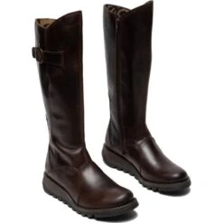 Fly London Womens Mol 2 Knee High Wedge Boots - Dark Brown -Shoe Sales Shop FlyLondon Mol2 DarkBrownRT 3 6