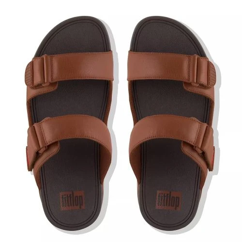 FitFlop Mens Gogh Moc Adjustable Slide Sandals - Dark Tan 6 FitFlop Mens Gogh Moc Adjustable Slide Sandals - Dark Tan - Image 4