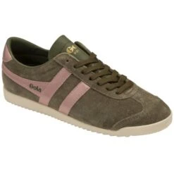 Gola Womens Bullet Flame Classics Suede Trainers - Khaki Pink