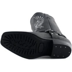 Grinders Unisex Bald Eagle Hi Harness Western Cowboy Boot - Black -Shoe Sales Shop Grinders BaldEagle Black 2 10