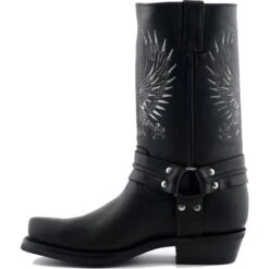 Grinders Unisex Bald Eagle Hi Harness Western Cowboy Boot - Black -Shoe Sales Shop Grinders BaldEagle Black 4 10
