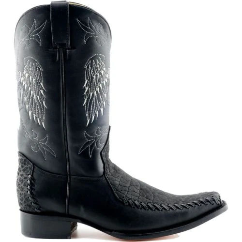 Grinders Mens Kansas Cowboy Boots - Black 4 Grinders Mens Kansas Cowboy Boots - Black - Image 2