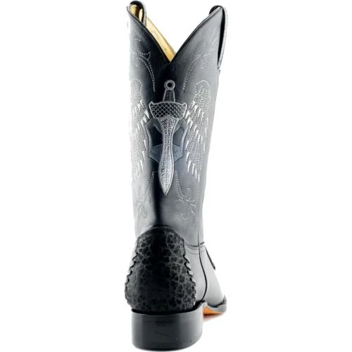 Grinders Mens Kansas Cowboy Boots - Black 6 Grinders Mens Kansas Cowboy Boots - Black - Image 4