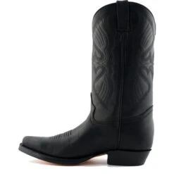 Grinders Unisex Louisiana Leather Western Cowboy Boots - Black -Shoe Sales Shop Grinders Louisana Black 4 35