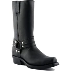 Grinders Mens Renegade Hi Harness Cowboy Biker Boots - Black