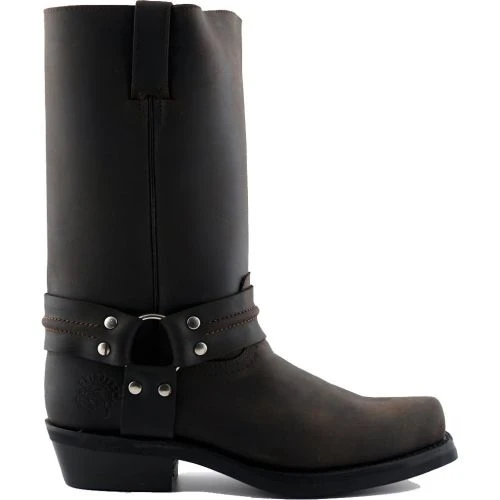 Grinders Mens Renegade Hi Harness Cowboy Biker Boots - Dark Brown 8 Grinders Mens Renegade Hi Harness Cowboy Biker Boots - Dark Brown - Image 6