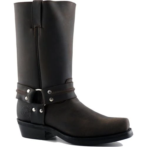 Grinders Mens Renegade Hi Harness Cowboy Biker Boots - Dark Brown 4 Grinders Mens Renegade Hi Harness Cowboy Biker Boots - Dark Brown - Image 2