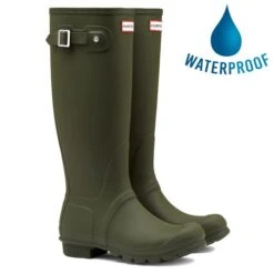 Hunter Mens New Original Tall Wellies Rain Boots - Dark Olive