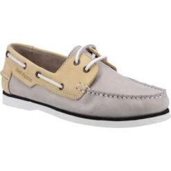 Hush Puppies Womens Hattie Boat Shoes - Grey Yellow