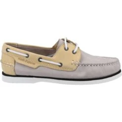 Hush Puppies Womens Hattie Boat Shoes - Grey Yellow -Shoe Sales Shop HushPuppies Hattie GreyYellow 4 6