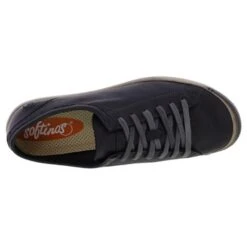 Softinos By Fly London Womens Isla Soft Leather Trainers Shoes - Anthracite -Shoe Sales Shop Isla WashedAnthracite SOLE561974