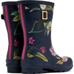 Joules Womens Molly Welly Short Wellington Boots - Navy Floral -Shoe Sales Shop Joules MollyMid NavyFloral 4 5