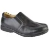 Roamers Mens Extra Wide Leather Slip On Shoes - Black -Shoe Sales Shop M984A 8