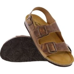 Plakton Mens Saul Malaga Adjustable Slide Sandals - Tan -Shoe Sales Shop Malaga 175113 ROBLE225X A855835