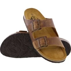 Plakton Mens Seth Malaga Adjustable Slide Sandals - Tan -Shoe Sales Shop Malaga 175857 ROBLE225X A855645