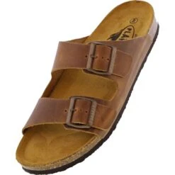 Plakton Mens Seth Malaga Adjustable Slide Sandals - Tan -Shoe Sales Shop Malaga 175857 ROBLE225X C855647