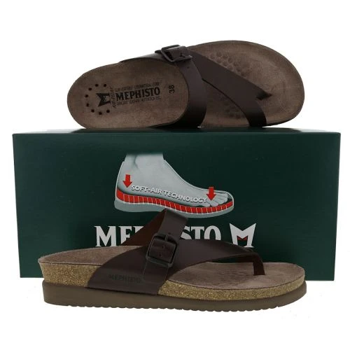 Mephisto Womens Helen Toe Post Sandals - Chestnut Dark Brown 4 Mephisto Womens Helen Toe Post Sandals - Chestnut Dark Brown - Image 2