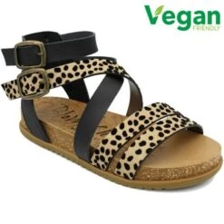 Blowfish Malibu Womens Fandie Gladiator Sandal - Sand Pixie Leopard Black