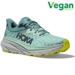 Hoka Womens Challenger 7 Wide Fit Trail Shoes Trainers - Green Mist Trellis