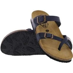 Plakton Womens Savannah Strappy Toe Post Sandals - Marino Blue -Shoe Sales Shop Plakton Savannah 181032 MARINO A 7