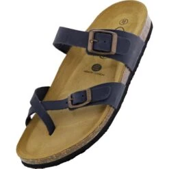 Plakton Womens Savannah Strappy Toe Post Sandals - Marino Blue -Shoe Sales Shop Plakton Savannah 181032 MARINO C 7