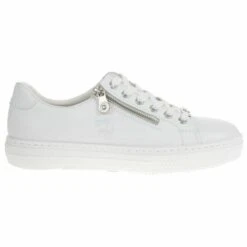 Rieker Womens L59L1 Leather Trainers - White -Shoe Sales Shop Reiker L59L1 83 White 3 6