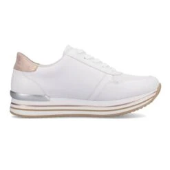 Remonte Womens Wide Fit Trainers - White Rose Gold -Shoe Sales Shop Remonte D1318 80 White 2 6