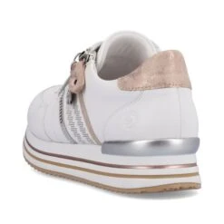 Remonte Womens Wide Fit Trainers - White Rose Gold -Shoe Sales Shop Remonte D1318 80 White 3 6