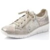 Rieker Womens 53715 Wedge Shoes - Moon Dollaro Rose Metallic Cement -Shoe Sales Shop Rieker 53715 90 Silver 1 6