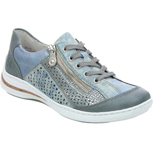 Rieker Womens Zip Lace Up Shoes Trainers - Sky Blue 3 Rieker Womens Zip Lace Up Shoes Trainers - Sky Blue
