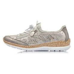 Rieker Womens N42K6 Shoes - Grey Rose Metallic Silverflower -Shoe Sales Shop Rieker N42K6 Silver 5 13