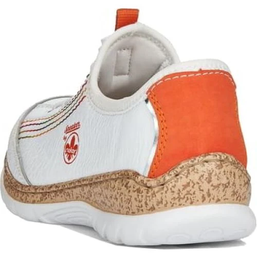 Rieker Womens N42T0 Slip On Shoe - White Orange 7 Rieker Womens N42T0 Slip On Shoe - White Orange - Image 5